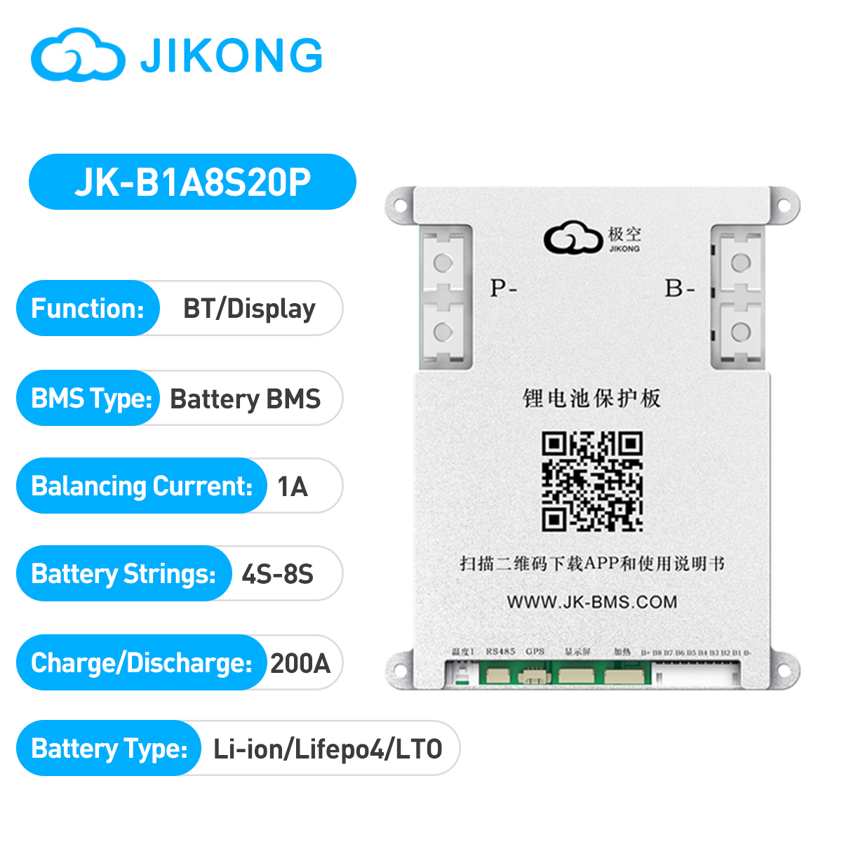 Jk Bms B1A8S20P  Smart Active balance (200A-400A)
