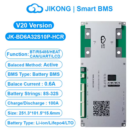 JK-BD6A32S10P  Heavy Duty BMS 100A -100A  ( 9600 Wats Continue 19200 whats Peak current )